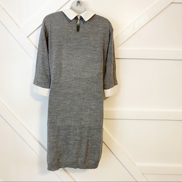 Harve Benard Knee Length Collared Knit Sweater Dress Heathered Gray Sz M - Picture 4 of 9